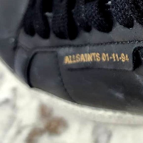 AllSaints Sheer Leather Sneakers In Black White Bicolor - Picture 7 of 14